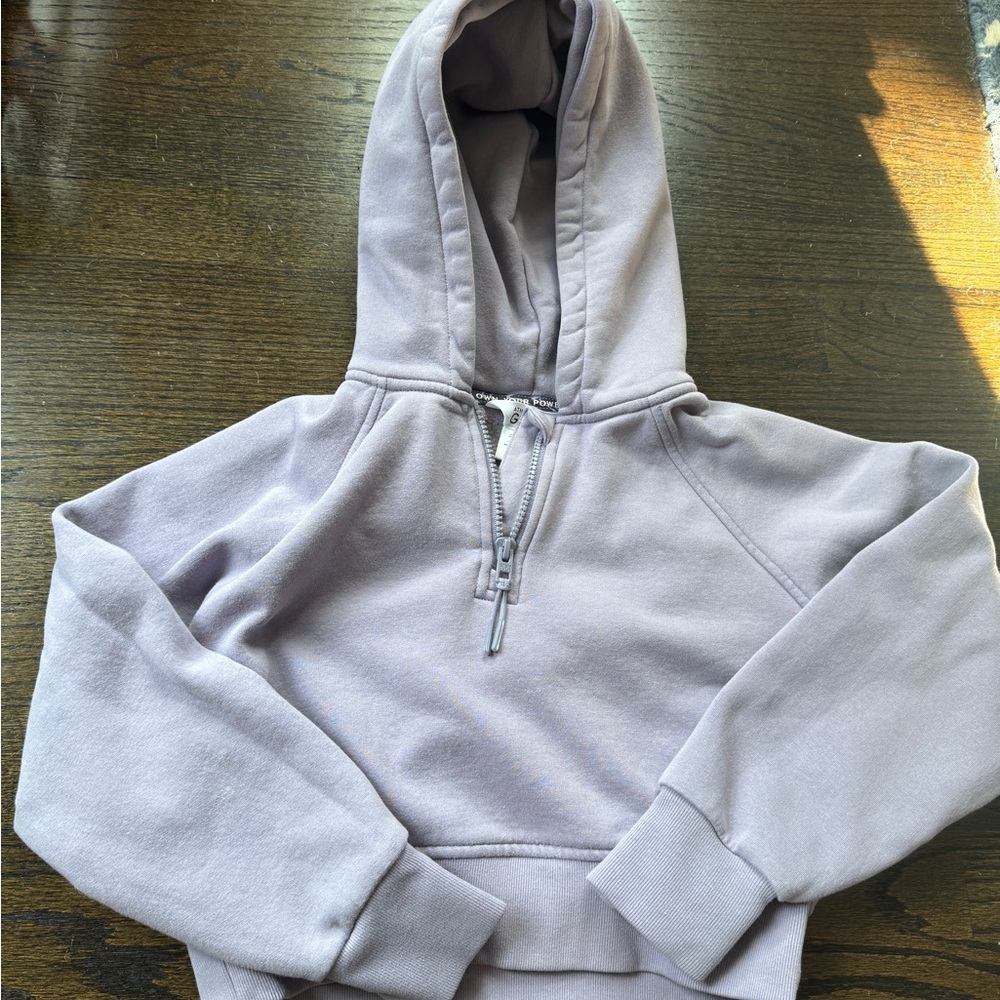 Athleta Girl All Day Half Zip Hoodie Lilac Zip-Up Cropped Sweatshirt  Small 7